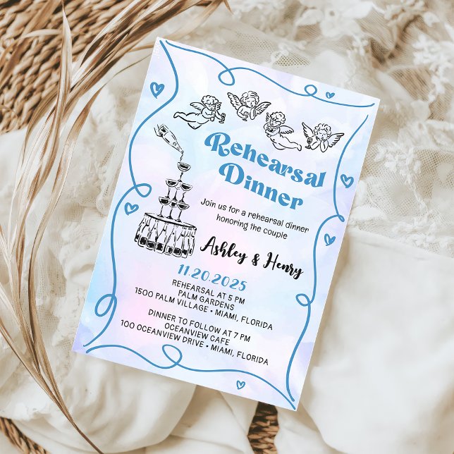 Funky Handritad Middag Inför Bröllopet Inbjudningar (Skapare uppladdad)