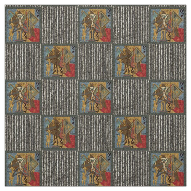 Funky Hett Jazz on Grungy Rand 58-tums bomullstyg Tyg (Provkarta)