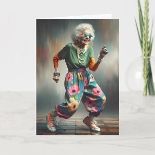Funky Hipster Grandmas födelsedag Kort
