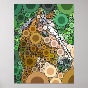 Funky Horse Circles Bubbles Modern Art Poster