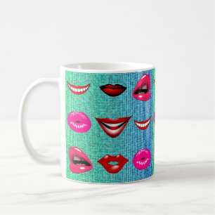 Funky i tätort Hip Coola Läppar Mönster Kaffemugg