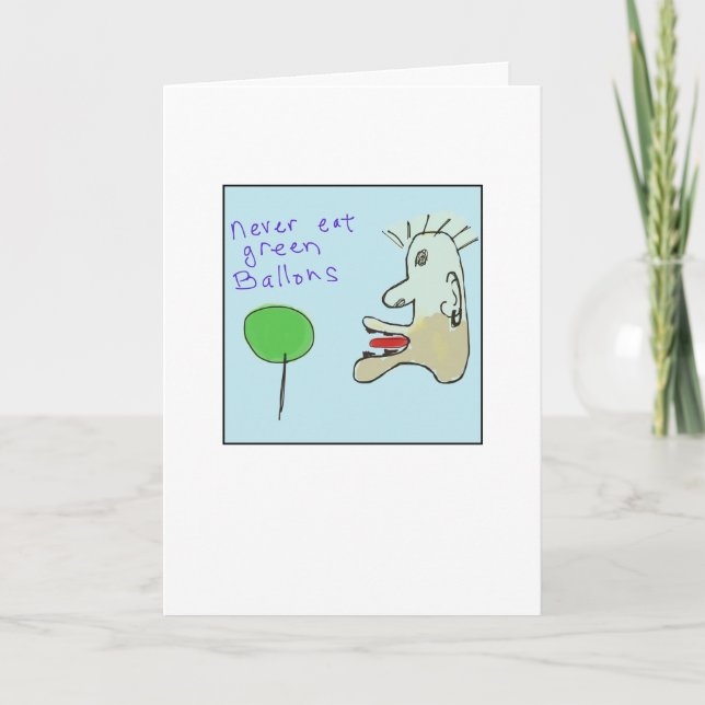 Funky Illustrated Green Balloons Kort (Framsida)