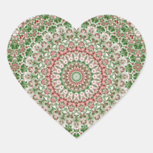 Funky Intricate Eclectic Boho Hippie Julafton Mand Hjärtformat Klistermärke