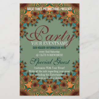 Funky Jordens moderna Redo Social Party, utfälld F Flygblad