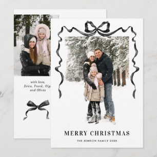 Funky jul Boho svart bow repsnöre 3 Foto Julkort