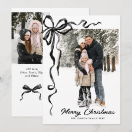 Funky jul Boho svart bow repsnöre 3 Foto Julkort