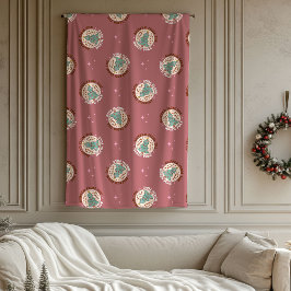 Funky julfilt 70-tal Pastell F Holiday Joy Fleecefilt