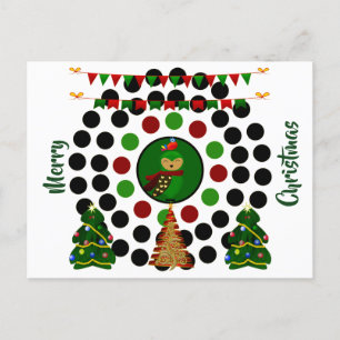 Funky Julgran Uggla Polka dots Helg Vykort