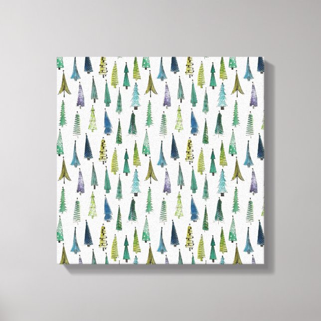 Funky Julgranar (Cute Illustrated Art) Canvastryck (Framsida)