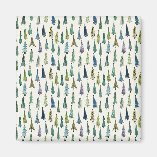 Funky Julgranar (Cute Illustrated Art) Magnet (Framsidan)