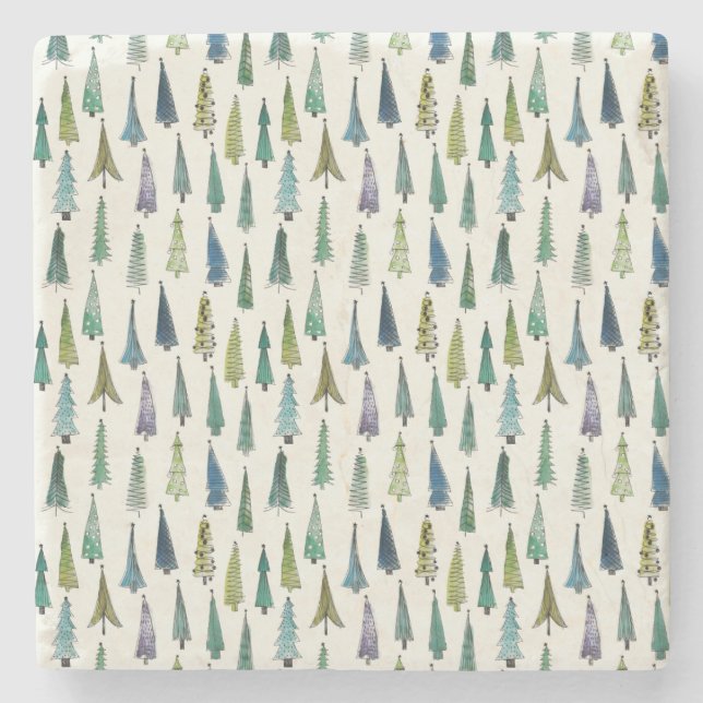 Funky Julgranar (Cute Illustrated Art) Stenunderlägg (Framsidan)