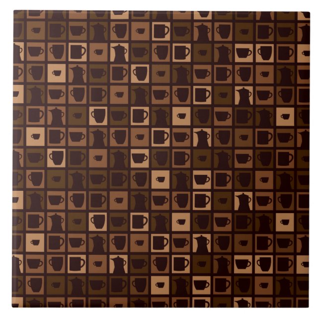 Funky kaffe mosaik kakelplatta (Framsidan)