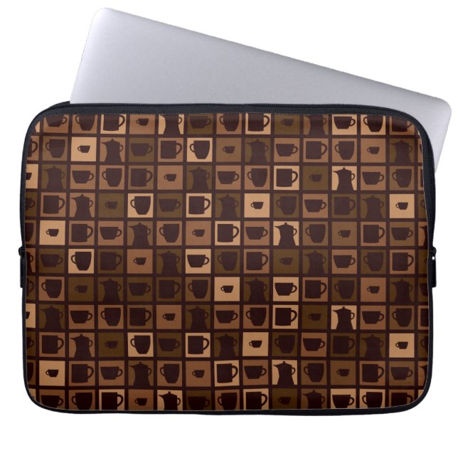 Funky kaffe mosaik laptop sleeve (Framsidan)