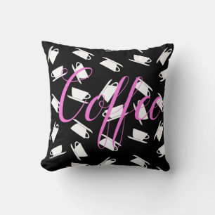 Funky Kaffe Mugg Mönster Cushion Dekorativ kudde