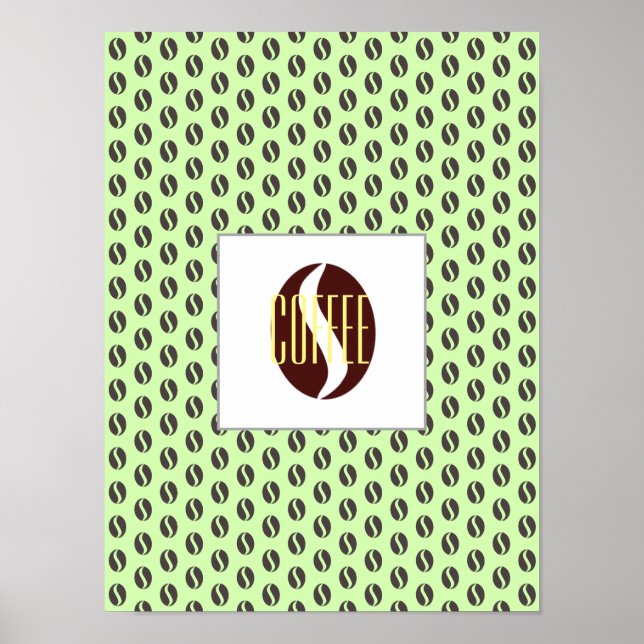 Funky Kaffebönor Mönster Ram Ord Poster (Framsidan)