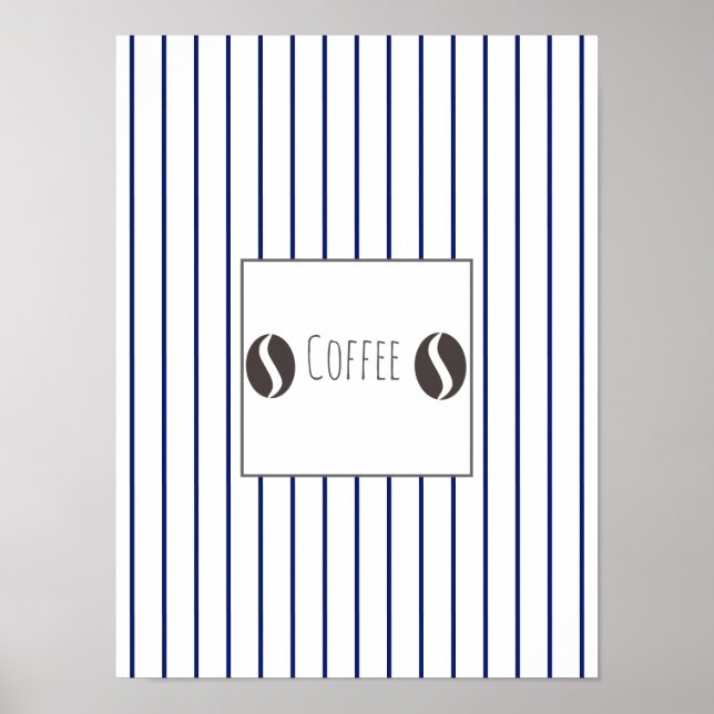 Funky kaffebönor tallrik blå ränder affisch (Framsidan)