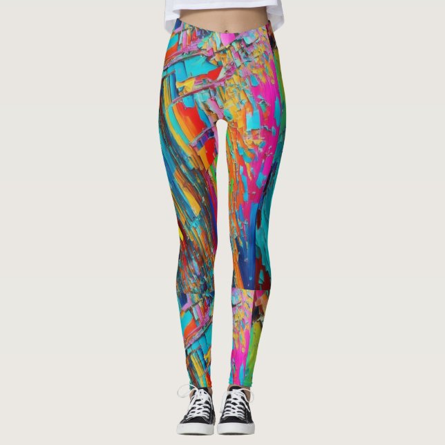 Funky Kaleidoscope färgglada leggings (Framsida)