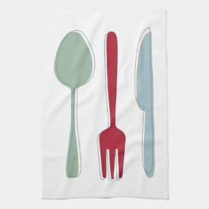 Funky Kitchen Utensils Retro i mitten av århundrad Kökshandduk