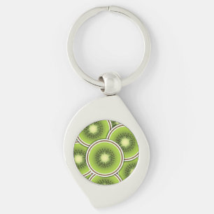 Funky kiwi-frukt swirl silverfärgad nyckelring