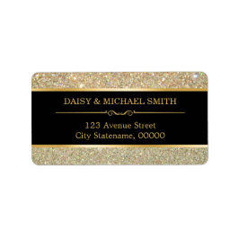 Funky Klassigt Guld Glitter Gnistrar Adressetikett