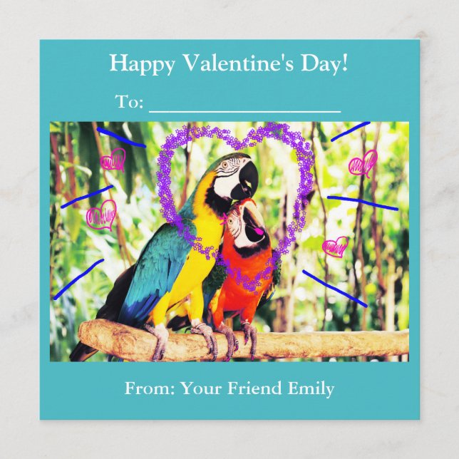 Funky klassrum på Alla hjärtans dag - älskande pap Julkort (Framsida)