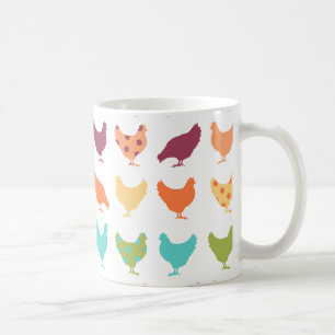 Funky Kyckling Mönster i flera färgader Kaffemugg