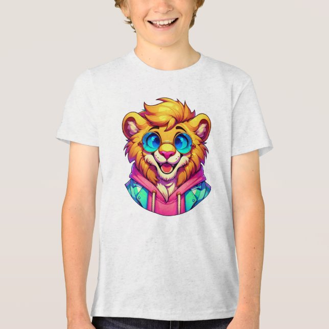 Funky Lejon Tecknad Konst T Shirt (Framsida)