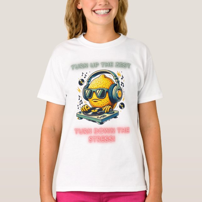Funky Lemon DJ Groove Vibes i Stil T Shirt (Framsida)