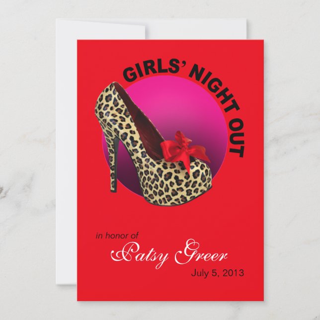 Funky Leopard Stilett Tjejernas Natt Ut Inbjudningar (Framsida)