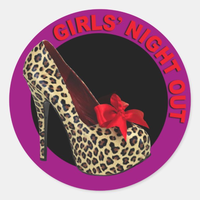 Funky Leopard Stiletto Girls Runt Klistermärke (Framsida)