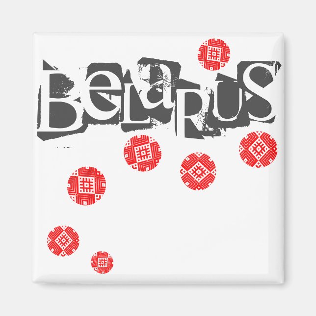Funky Letter Folk Mönster Belarus Беларусь Magnet (Framsidan)