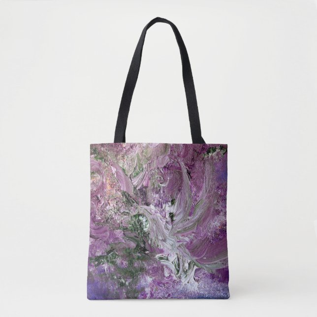 Funky Lila Abstrakt Art Bag Tygkasse (Framsida)
