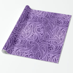 Funky Lila Abstrakt Paisley Mönster Papper Presentpapper