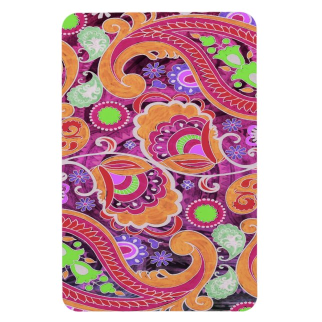 Funky Lila Abstrakt Retro Paisley Mönster Magnet (Vertikal)