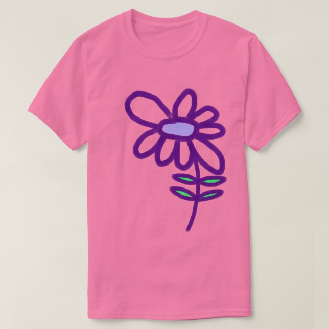 Funky lila blomma t shirt (Design framsida)