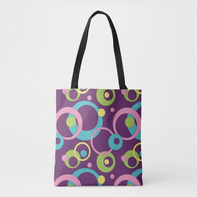 Funky Lila Circles All-over-Print Bag Tygkasse (Framsida)