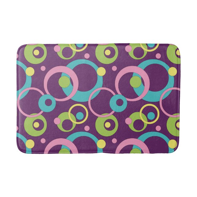 Funky Lila Circles Bath Mat Badrumsmatta (Framsidan)
