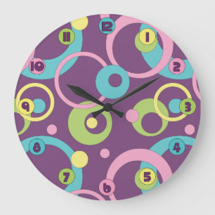 Funky Lila Circles-klocka Stor Klocka