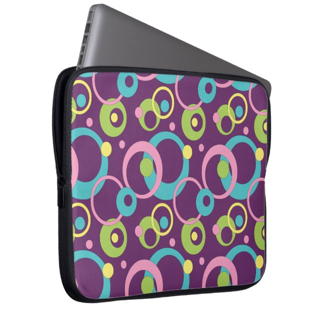 Funky Lila Circles Laptop sleeve (Framsidan Höger)