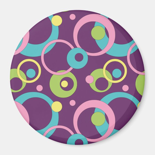 Funky Lila Circles Magnet (Framsidan)