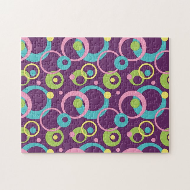 Funky Lila Circles Puzzle Pussel (Horisontell)