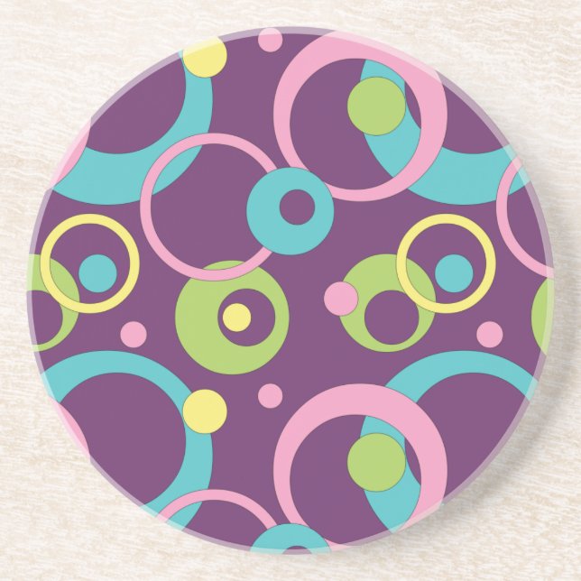 Funky Lila Circles Sandstone Underlägg (Framsidan)