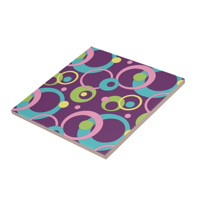 Funky Lila Circles Tile Kakelplatta (Sidan)
