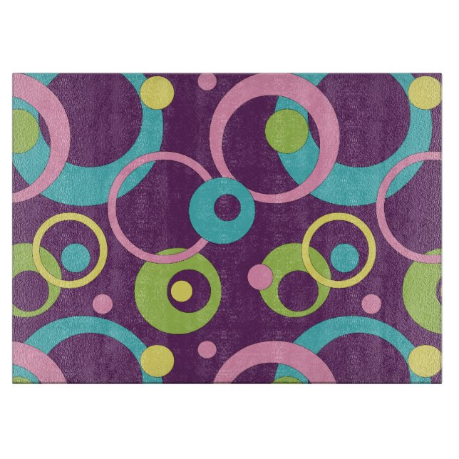 Funky lila cirklar Glas skärbräda (Framsidan)