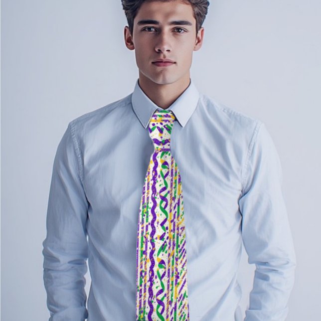 Funky lila grön guld ränder Mardi Gras festlig Slips (Funky Purple Green Gold Stripes Mardi Gras Festive Neck Tie)