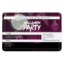Funky Lila Halloween Spooky Party Biljett Magnet