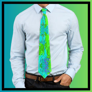 Funky Lime Green Aqua Blue Lövs Slips
