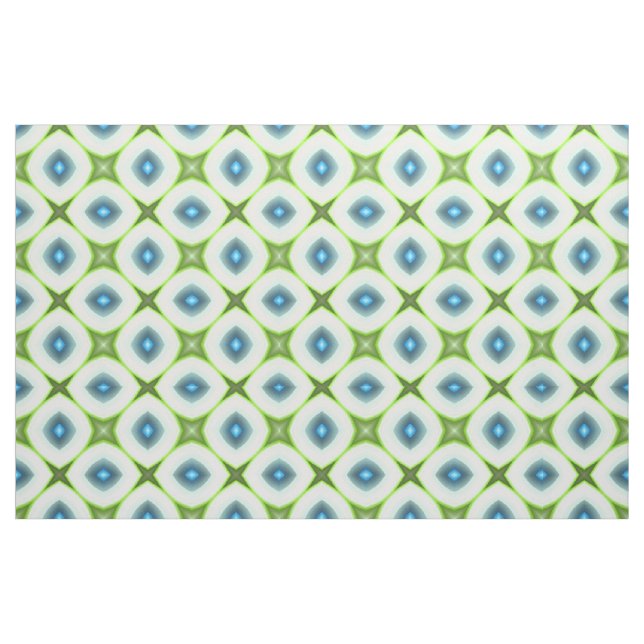 Funky Lime Green Aqua Turquise Squares Mosaic Tyg (Fat Quarter)