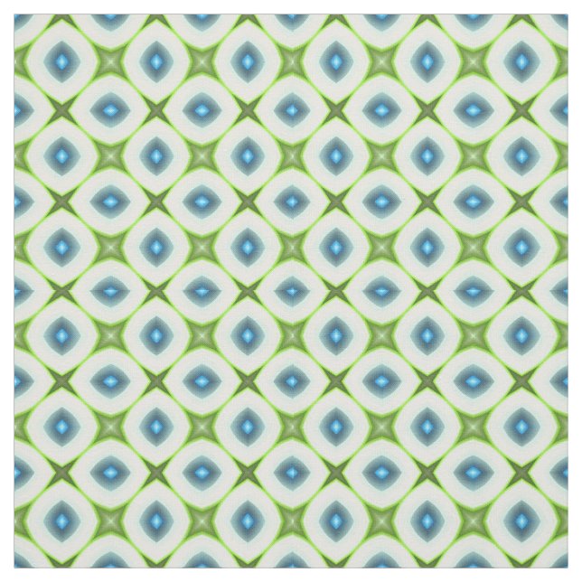 Funky Lime Green Aqua Turquise Squares Mosaic Tyg (Provkarta)
