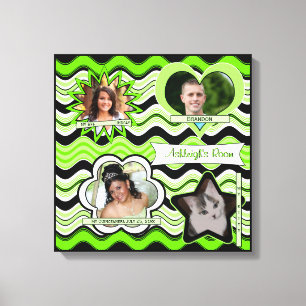 Funky Lime Green, Black, White Photo Wall Hanging Canvastryck